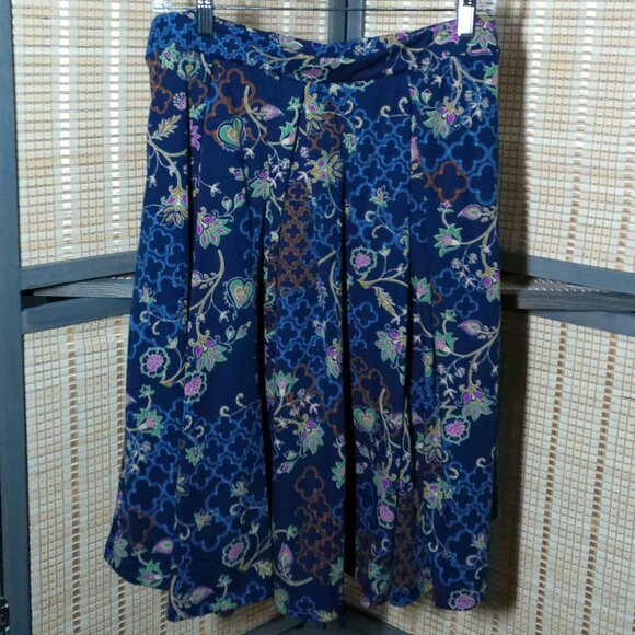 Blue LuLaRoe Madison Skirt Multi-color Flora and Trellis Print - Picture 1 of 5